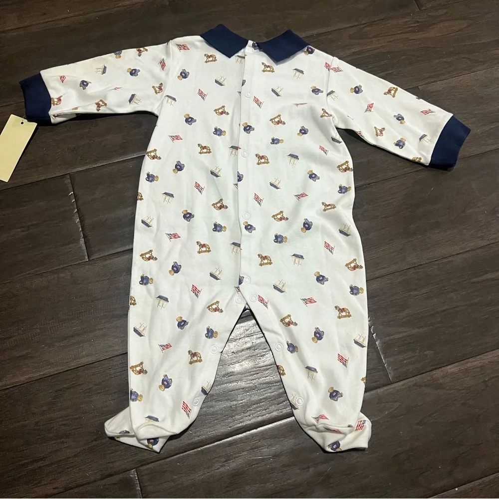 Ralph Lauren American Teddy Print Onsie